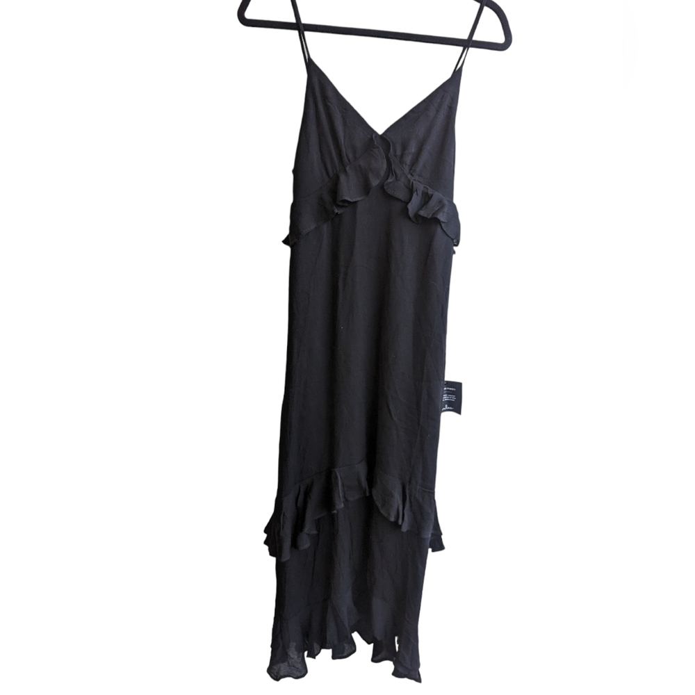 Lulu's Black Ruffle Midi Dress - Picture 4 of 10
